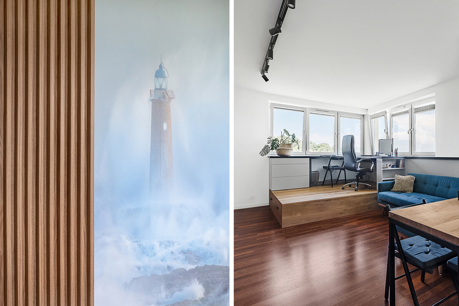 Morski akcent i kolorystyka w gdańskiej kawalerce.