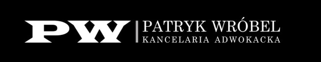 Logo Kancelarii Adwokackiej Patryk Wróbel z Wrocławia, biały tekst na czarnym tle.