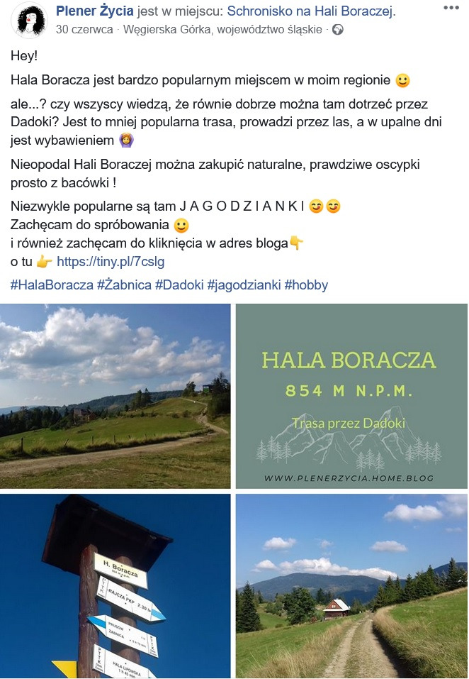 Autorski post na Facebooku