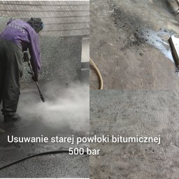 Przygotowanie betonu do nałożenia nowej hydroizolacji - hydrominitoring 500 bar + hydropiaskowanie