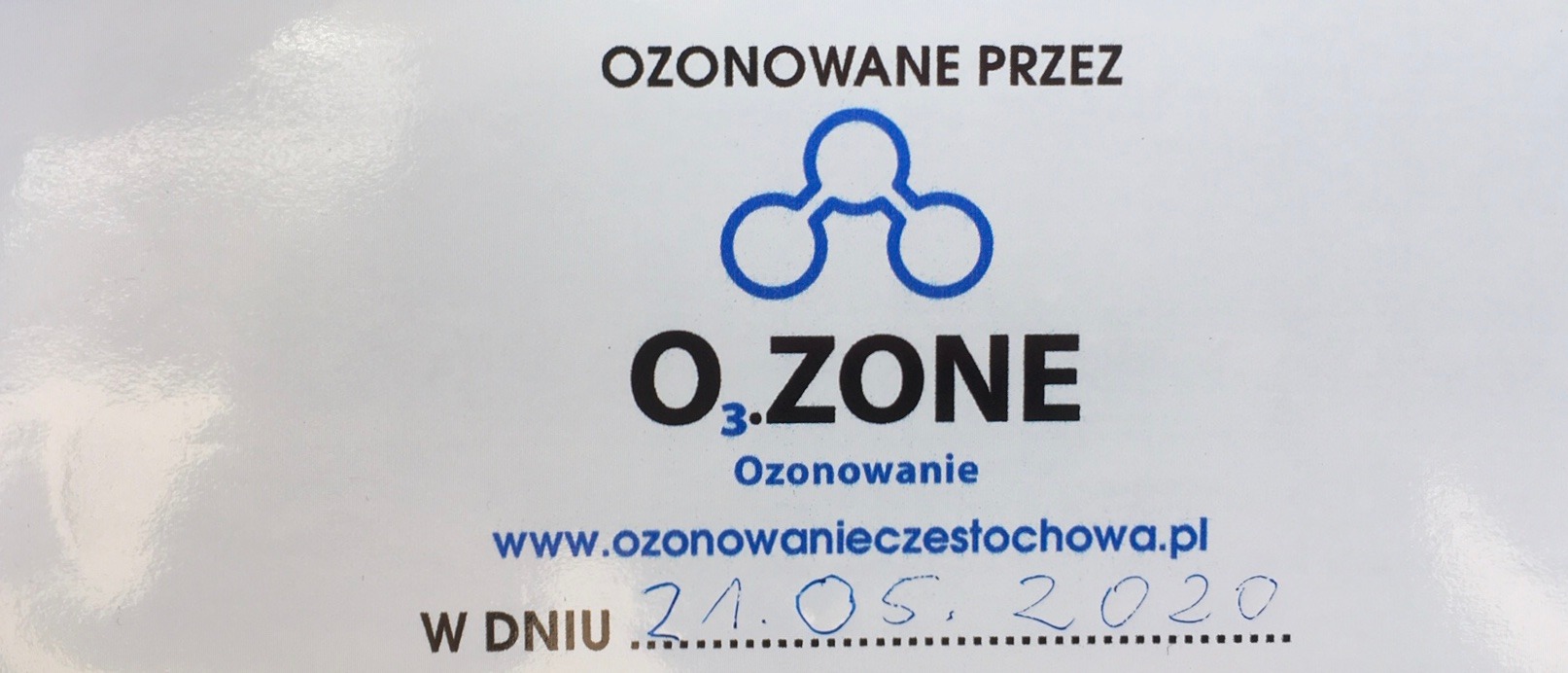 po każdej usłudze wystawiamy protokół F-VAT, oraz naklejamy informacje o ozonowaniu