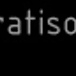 Logo firmy gratisownia.pl z pomarańczowym okręgiem i spiralą z kropek na czarnym tle.