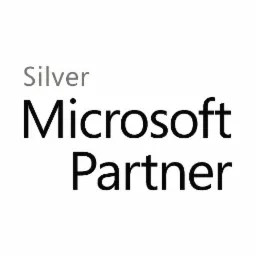 Silver Microsoft Partner logo on a white background.