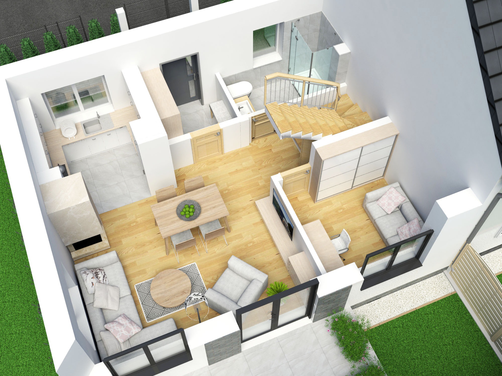 wizualizacja parteru_dom jednorodzinny