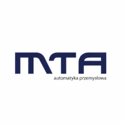 Logo firmy MTA z napisem 'automatyka przemysłowa' w kolorze granatowym na białym tle.