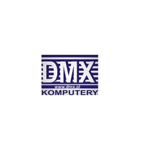 Logo firmy DMX Komputery z adresem strony www.dmx.pl, w kolorach białym i niebieskim.