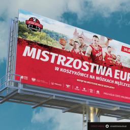Projekt billboardu na Mistrzostwa Europy w koszykówce na wózkach. 