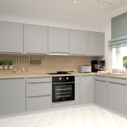 EN.concept Jolanta Grzelak - Projekt salonu z aneksem kuchennym oraz łazienki w Rzeszowie. Projektowana powierzchnia: 32,19m2