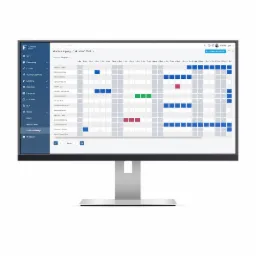 Ekran monitora wyświetlający interfejs oprogramowania do zarządzania czasem pracy i urlopami pracowników, z zaznaczonymi dniami urlopów w grudniu 2019 dla poszczególnych osób.
