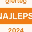 Pomarańczowy baner z napisem 'Najlepsze 2024' i logo Oferteo w górnej części, na jasnym tle. Baner ma lekko zaokrąglone rogi.