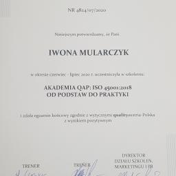 certyfikat uzyskany w lipcu 2020r.