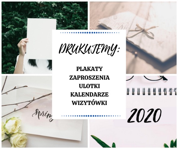 Kompozycja kolażu z elementami graficznymi i tekstowymi: osoba trzymająca białą kartkę, zaproszenie z kwiatami i napisem 'Spring', kalendarz 2020, zaproszenie przewiązane sznurkiem. Centralnie...