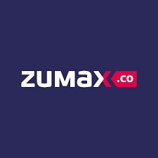 Logo firmy ZUMAX.co na granatowym tle, z białą nazwą firmy i czerwonym elementem w domenie .co.