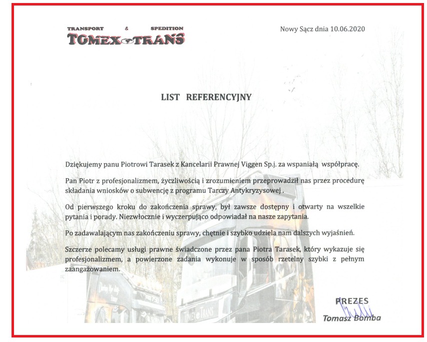 List referencyjny - kompleksowa pomoc w uzyskaniu subwencji PFR