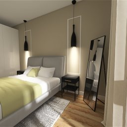 Przytulana sypialnia , klasyczna z kolorami ziemi
