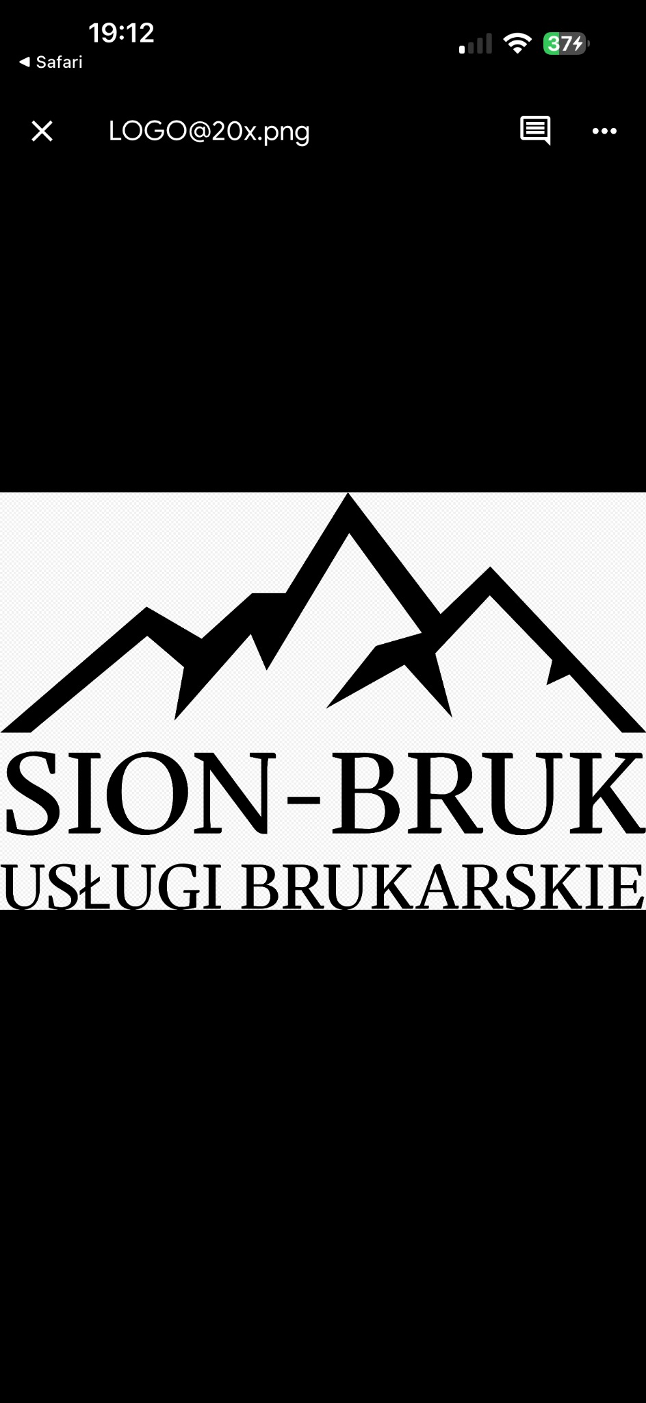 Logo firmy SION-BRUK z Opola, oferującej usługi brukarskie. Grafika przedstawia stylizowane góry nad napisem.