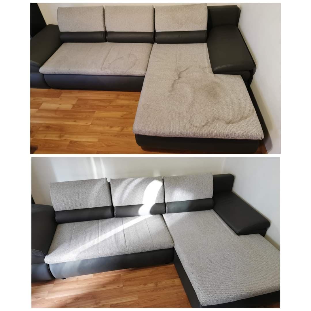 Pranie tapicerki przed i po