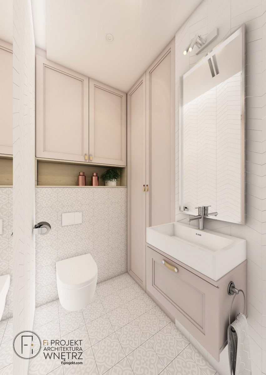 Toaleta z dekoracyjnymi płytkami