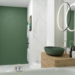 Nowoczesna łazienka z akcentami butelkowej zieleni
