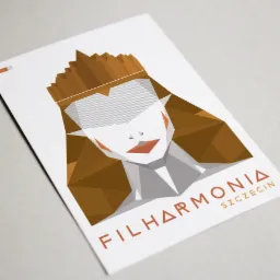 Kartka pocztowa z ilustracją inspirowaną szczecińską filharmonią