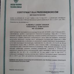 certyfikat UDT F-Gazy