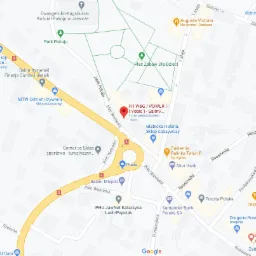 Mapa Jaworzna z zaznaczoną lokalizacją firmy FH W&G / POWER IT (Vobis), punkt orientacyjny na Placu Wolności.