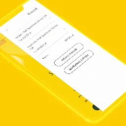 Ekran smartfona z widokiem koszyka sklepu internetowego, zawierającego produkty z olejem konopnym, na żółtym tle.