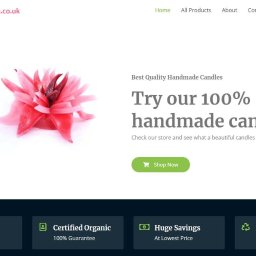 Sklep internetowy firmy z Londynu oferującej świeczki zapachowe w kształcie kwiatów.