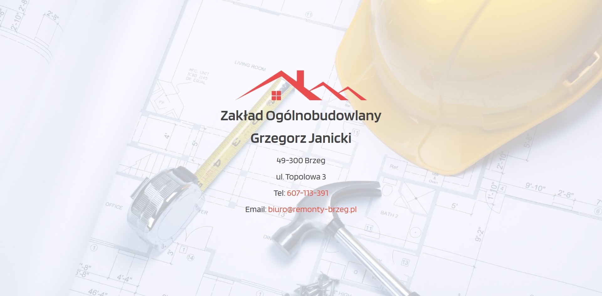 Bardzo prosta strona-wizytówka firmy z Brzegu zajmującej się remontami.