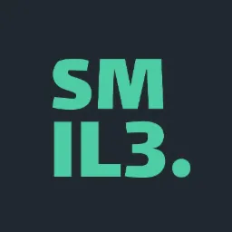 Graficzne przedstawienie nazwy firmy 'SM IL3.' w kolorze morskim na ciemnoszarym tle.