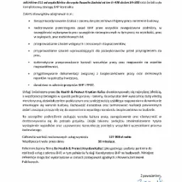 Skan dokumentu referencyjnego firmy Be Health & Protect Krystian Kalisz, potwierdzającego pełnienie funkcji Koordynatora BHP na budowie obwodnicy Koszalina i Sianowa, z wyszczególnionym zakresem...