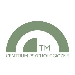 CENTRUM PSYCHOLOGICZNE TM TRZCIŃSKA-NOWAK MONIKA - Zielone logo z półokręgiem i mniejszym, częściowym łukiem, obok symbolu 'TM', z nazwą firmy w dolnej części, pisaną prostą, bezszeryfową czcionką na białym tle.