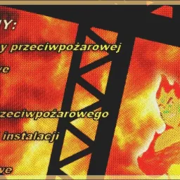 Grafika reklamowa z tekstem 'Oferujemy: szkolenia z zakresu ochrony przeciwpożarowej, doradztwo przeciwpożarowe, nadzór przeciwpożarowy, obsługa i serwis sprzętu przeciwpożarowego, montaż demontaż...