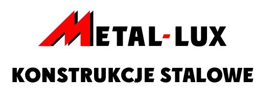 Logo firmy Metal-Lux. Czerwony, geometryczny element graficzny nad czarnym napisem 'METAL-LUX' i 'KONSTRUKCJE STALOWE'.
