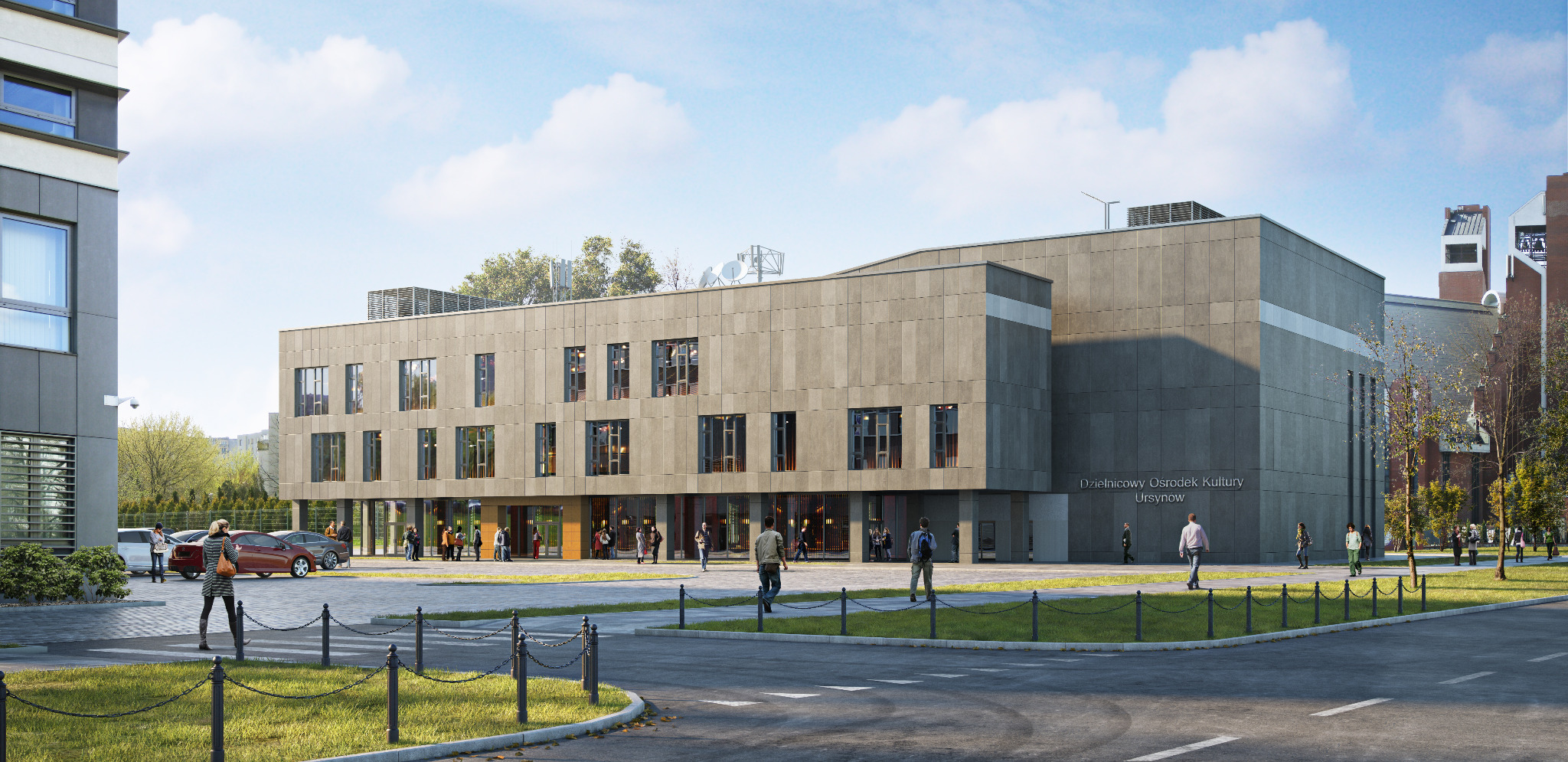 Konstrukcja stalowa Dzielnicowego Ośrodka Kultury na Warszawskim Ursynowie