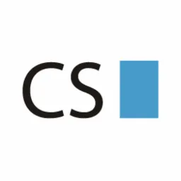 Logo firmy: czarne litery 'CS' obok jasnoniebieskiego kwadratu, na białym tle.