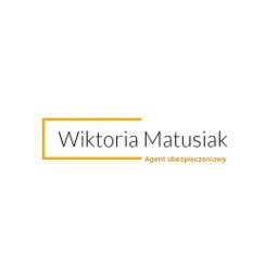 Logo agenta ubezpieczeniowego Wiktorii Matusiak z pomarańczową ramką.