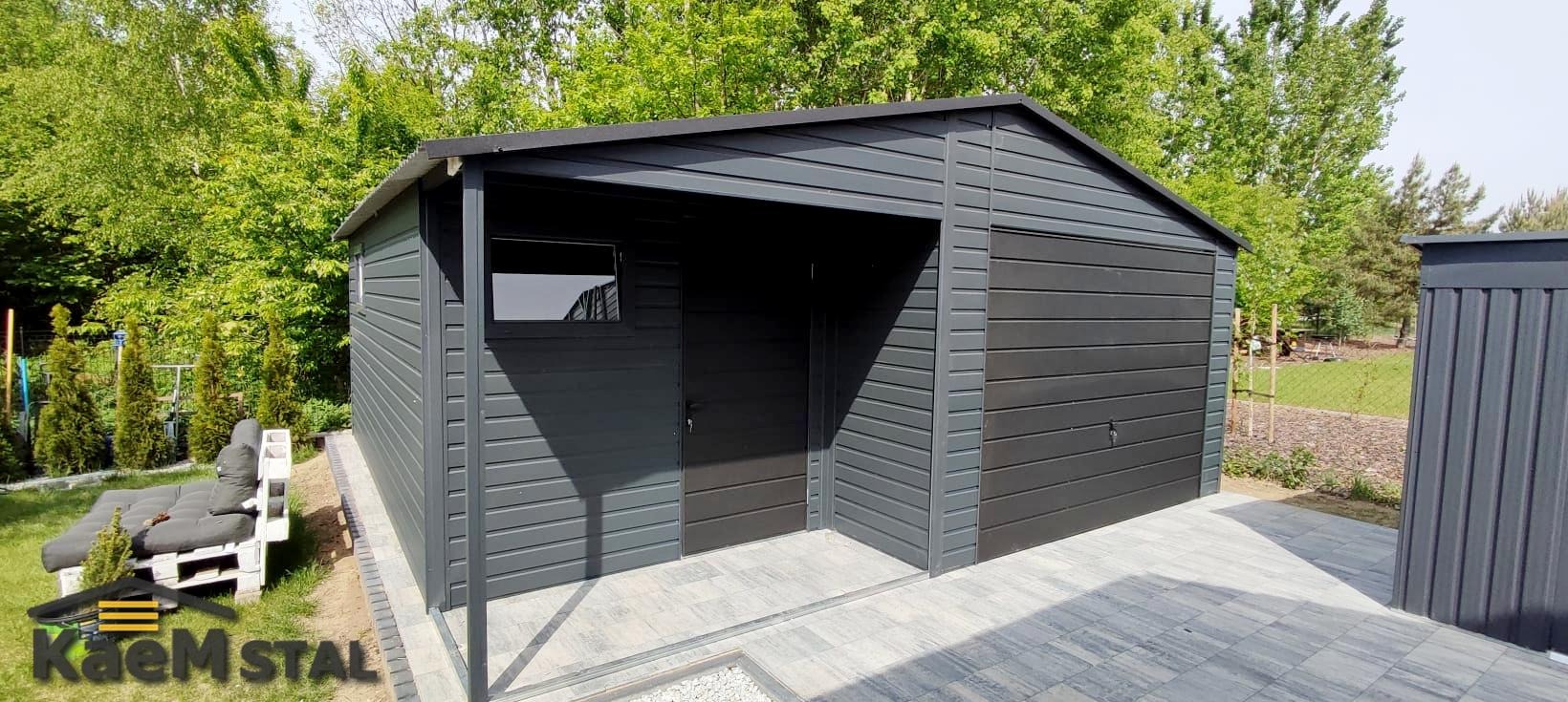 Garaż akrylowy 6x6 z wnęką 2,5x1 w kolorze grafit RAL7016 MAT + czarny RAL9005 MAT