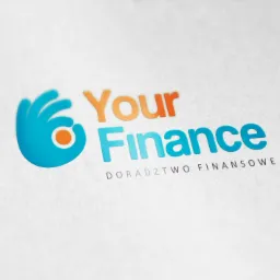 Nowoczesne logo firmy doradztwa finansowego z symbolem dłoni i napisem 'Your Finance'
