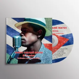 Okładka albumu muzycznego z wizerunkiem muzyka w kapeluszu śpiewającego do mikrofonu retro, na tle stylizowanej flagi kubańskiej.