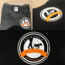 Nadruk flex na koszulkach dla szkolenia psów Czikoban