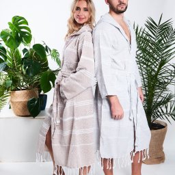 Komplet szlafrok hammam damski i męski 100% naturalna bawełna 