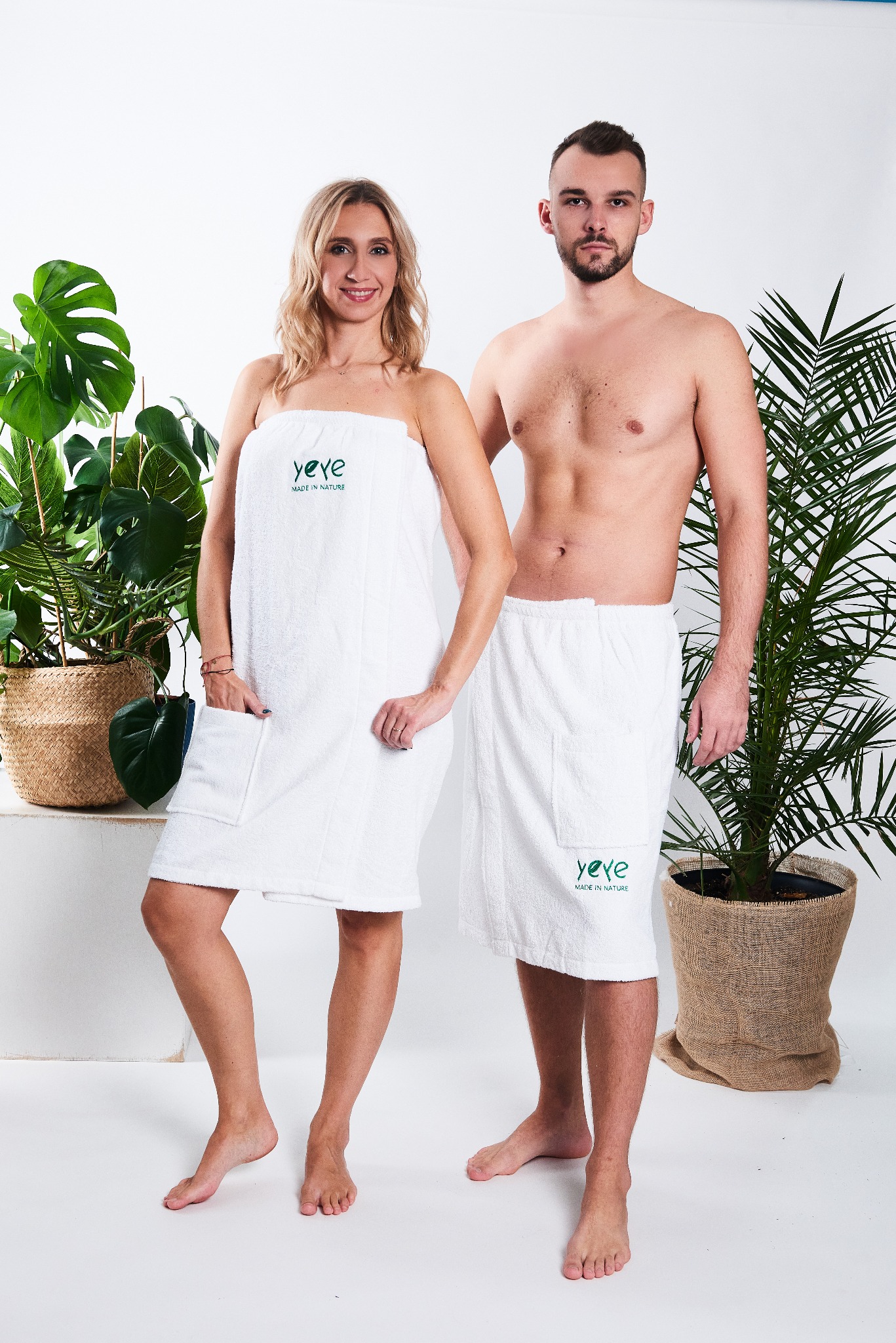 Pareo damskie i kilt męski (kolor biały)