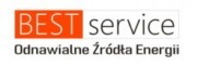 Logo firmy Best Service z pomarańczowym kwadratem i napisem 'Odnawialne Źródła Energii' poniżej.