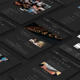 Prezentacja responsywnej strony internetowej Charles & Co. na różnych urządzeniach, widok z perspektywy, ciemna tonacja.