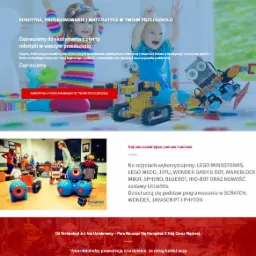 Strona internetowa Akademii Światowida, prezentująca ofertę edukacyjną z zakresu nowych technologii, robotyki i programowania dla dzieci i młodzieży. Na stronie widoczne logo firmy w formie kostki...