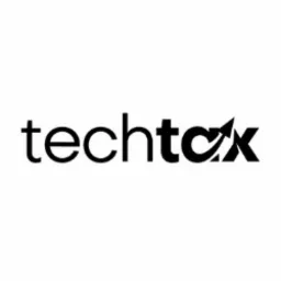Logo firmy TechTax z Gdyni, z dynamicznie wkomponowaną strzałką w literę 'x', symbolizującą wzrost i profesjonalizm w obszarze podatków.