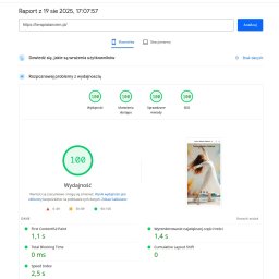 Wroclaw Programowanie - Analiza PageSpeed Insights strony terapiatancem.pl na urządzeniu mobilnym. Wyniki: wydajność, dostępność, sprawdzone metody, SEO - wszystkie 100.