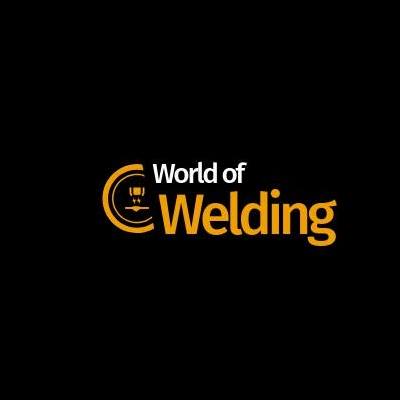 Żółto-białe logo firmy 'World of Welding' na czarnym tle.