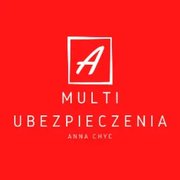 Logo firmy Multi Ubezpieczenia Anna Chyc na czerwonym tle, z białym kwadratem zawierającym literę A.
